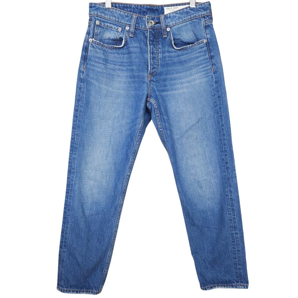 Rag & Bone Rosa Mid-Rise Boyfriend Jeans 25 Clean Mick Blue Denim Cotton